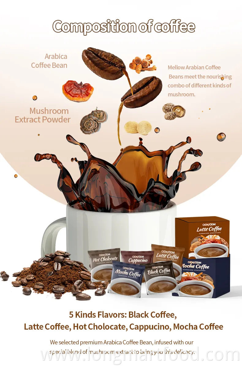 Mushroom Coffee 100% Organic Arabica OEM Classic Flavor for Drinking Private Label Medicinal Mushroom